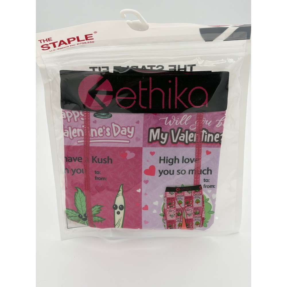Ethika Boxer Briefs Mens Medium Pink Valentine Weed Kush The Staple Fit